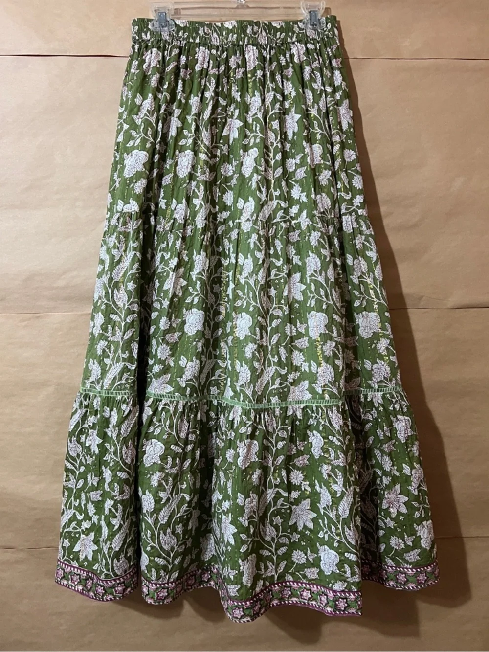 CLARA Olive Green Floral Maxi Skirt - Picture 14 of 15